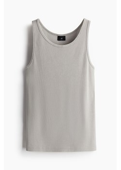 H & M - Prążkowana koszulka Slim Fit - Szary ze sklepu H&M w kategorii Bluzki damskie - zdjęcie 173957853