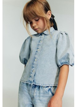 H & M - Dżinsowa bluzka z bufkami - Niebieski ze sklepu H&M w kategorii Bluzki damskie - zdjęcie 173957882