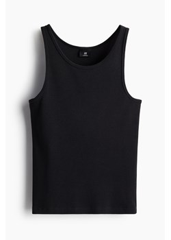 H & M - Prążkowana koszulka Slim Fit - Czarny ze sklepu H&M w kategorii Bluzki damskie - zdjęcie 173957894