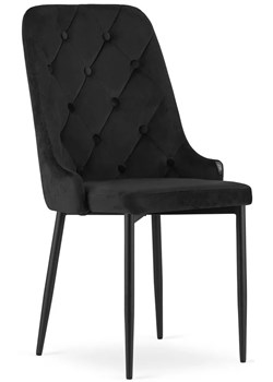 Czarne pikowane welurowe krzesło do stołu - Hamza 3X ze sklepu Edinos.pl w kategorii Krzesła - zdjęcie 173958552