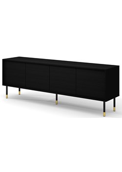 Czarna frezowana szafka pod TV - Javens 4X ze sklepu Edinos.pl w kategorii Szafki RTV - zdjęcie 173958661