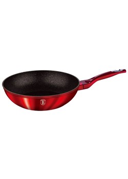 Nowoczesny czerwony wok granitowy na indukcję 28cm L4-L89 ze sklepu Edinos.pl w kategorii Naczynia - zdjęcie 173958911