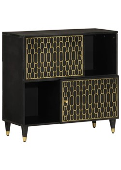 Czarna designerska szafka na nóżkach z drewna mango - Rebex 14X ze sklepu Edinos.pl w kategorii Szafy - zdjęcie 173958930