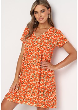 Pomarańczowa Rozkloszowana Sukienka z Wiskozy Rentia ze sklepu Born2be Odzież w kategorii Sukienki - zdjęcie 173959381