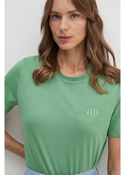 Gant t-shirt bawełniany kolor zielony ze sklepu ANSWEAR.com w kategorii Bluzki damskie - zdjęcie 173961933