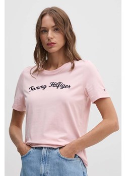 Tommy Hilfiger t-shirt bawełniany damski kolor różowy WW0WW42589 ze sklepu ANSWEAR.com w kategorii Bluzki damskie - zdjęcie 173962123
