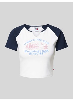 T-shirt krótki o kroju slim fit z detalem z logo model ‘VINTAGE PREP’ ze sklepu Peek&Cloppenburg  w kategorii Bluzki damskie - zdjęcie 173962703
