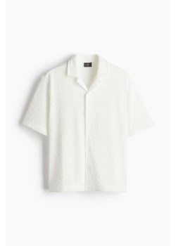 H & M - Koszula frotte z otwartymi klapami Relaxed Fit - Biały ze sklepu H&M w kategorii Koszule męskie - zdjęcie 173962830