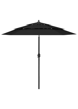 Czarny parasol ogrodowy z potrójnym daszkiem - Haru ze sklepu Edinos.pl w kategorii Parasole ogrodowe - zdjęcie 173968873