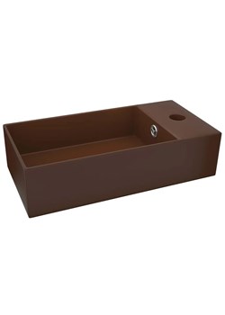 Prostokątna brązowa umywalka ceramiczna D3-H60 ze sklepu Edinos.pl w kategorii Łazienka - zdjęcie 173968912