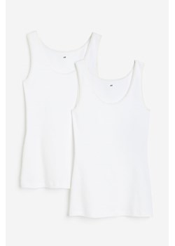 H & M - Koszulka z koronką 2-pak - Biały ze sklepu H&M w kategorii Bluzki damskie - zdjęcie 173969553