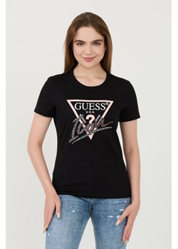 GUESS Czarny t-shirt Icon Tee, Wybierz rozmiar XL ze sklepu outfit.pl w kategorii Bluzki damskie - zdjęcie 173970151