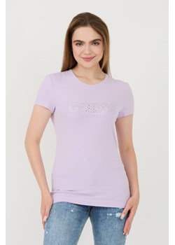 GUESS Lawendowy t-shirt Sangallo Tee, Wybierz rozmiar XL ze sklepu outfit.pl w kategorii Bluzki damskie - zdjęcie 173970170