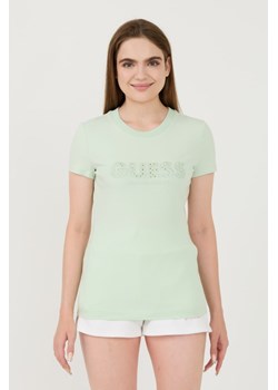 GUESS Ziełony t-shirt Sangallo Tee, Wybierz rozmiar XL ze sklepu outfit.pl w kategorii Bluzki damskie - zdjęcie 173970182