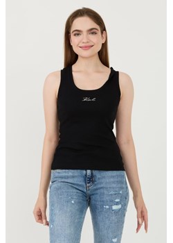 KARL LAGERFELD Czarny top Logo Rib Tank, Rozmiar L ze sklepu outfit.pl w kategorii Bluzki damskie - zdjęcie 173970304