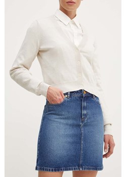 A.P.C. spódnica jeansowa jupe standard kolor granatowy mini prosta COGZU.F06094 ze sklepu ANSWEAR.com w kategorii Spódnice - zdjęcie 173970704