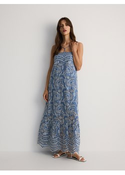 Reserved - Sukienka midi z koronką - jasnoniebieski ze sklepu Reserved w kategorii Sukienki - zdjęcie 173972843
