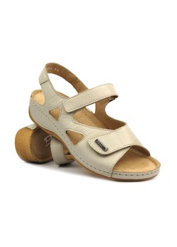 Wygodne sandały damskie skórzane - Pollonus 0994, kremowe ze sklepu ulubioneobuwie w kategorii Sandały damskie - zdjęcie 173972852