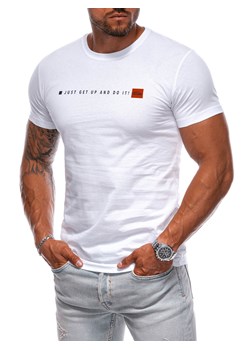 T-shirt męski z nadrukiem 1974S - biały ze sklepu Edoti w kategorii T-shirty męskie - zdjęcie 173973523