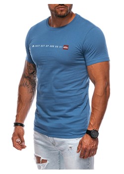 T-shirt męski z nadrukiem 1974S - niebieski ze sklepu Edoti w kategorii T-shirty męskie - zdjęcie 173973561