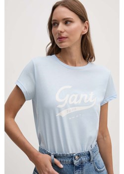 Gant t-shirt bawełniany damski kolor niebieski 4200482 ze sklepu ANSWEAR.com w kategorii Bluzki damskie - zdjęcie 173975612