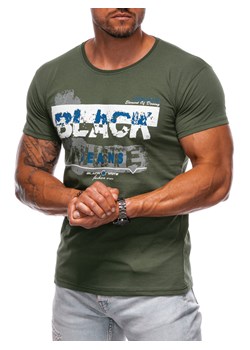 T-shirt męski z nadrukiem 1979S - oliwkowy ze sklepu Edoti w kategorii T-shirty męskie - zdjęcie 173980740
