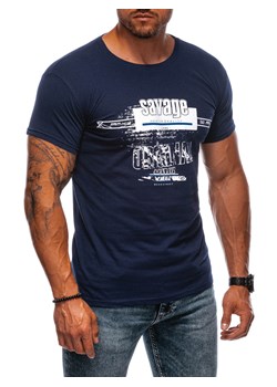 T-shirt męski z nadrukiem 1983S - granatowy ze sklepu Edoti w kategorii T-shirty męskie - zdjęcie 173980744