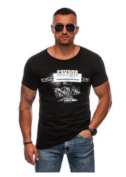 T-shirt męski z nadrukiem 1983S - czarny ze sklepu Edoti w kategorii T-shirty męskie - zdjęcie 173980752