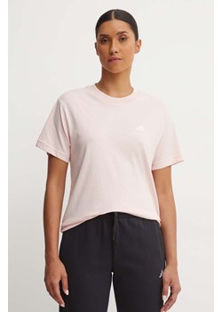 adidas t-shirt bawełniany Essentials damski kolor różowy JH3694 ze sklepu ANSWEAR.com w kategorii Bluzki damskie - zdjęcie 173983791