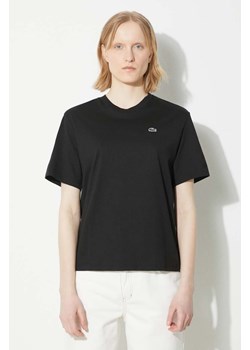 Lacoste t-shirt bawełniany damski kolor czarny TF7215 ze sklepu ANSWEAR.com w kategorii Bluzki damskie - zdjęcie 173983903