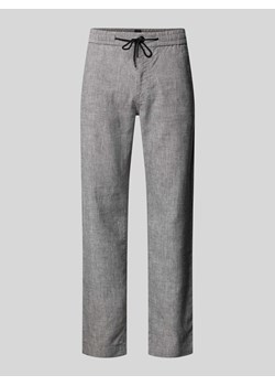 Spodnie lniane o kroju tapered fit z tunelem ze sklepu Peek&Cloppenburg  w kategorii Spodnie męskie - zdjęcie 173984473