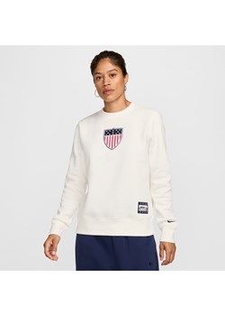 Damska bluza dresowa z półokrągłym dekoltem Nike Team USA Phoenix Fleece - Biel ze sklepu Nike poland w kategorii Bluzy damskie - zdjęcie 173984884