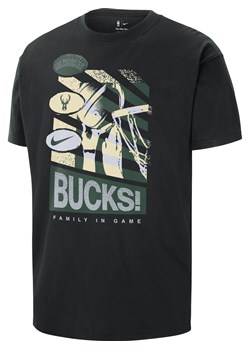 T-shirt męski Nike NBA Milwaukee Bucks Courtside - Czerń ze sklepu Nike poland w kategorii T-shirty męskie - zdjęcie 173984904