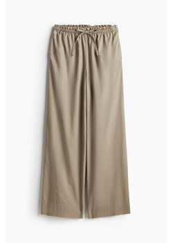H & M - Szerokie spodnie z domieszką lnu - Zielony ze sklepu H&M w kategorii Spodnie damskie - zdjęcie 173984971