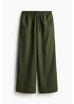 H & M - Szerokie spodnie z domieszką lnu - Zielony ze sklepu H&M w kategorii Spodnie damskie - zdjęcie 173984974