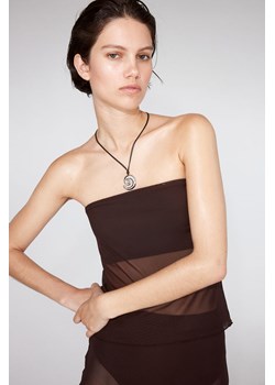 H & M - Top bandeau z prześwitującej siateczki - Brązowy ze sklepu H&M w kategorii Bluzki damskie - zdjęcie 173985011