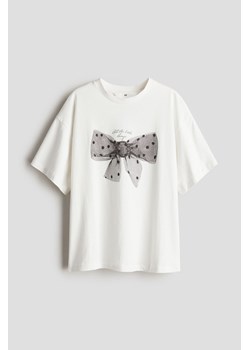 H & M - T-shirt oversize z nadrukiem motywu - Biały ze sklepu H&M w kategorii Bluzki dziewczęce - zdjęcie 173985040
