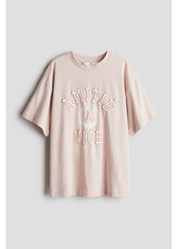 H & M - T-shirt oversize z nadrukiem motywu - Różowy ze sklepu H&M w kategorii Bluzki dziewczęce - zdjęcie 173985104