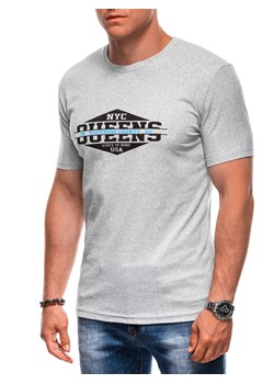 T-shirt męski z nadrukiem 1987S - szary ze sklepu Edoti w kategorii T-shirty męskie - zdjęcie 173990223