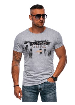 T-shirt męski z nadrukiem 1981S - szary ze sklepu Edoti w kategorii T-shirty męskie - zdjęcie 173990250