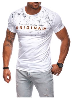 T-shirt męski z nadrukiem 1984S - biały ze sklepu Edoti w kategorii T-shirty męskie - zdjęcie 173990254