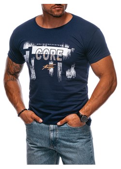 T-shirt męski z nadrukiem 1981S - granatowy ze sklepu Edoti w kategorii T-shirty męskie - zdjęcie 173990261