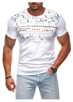 T-shirt męski z nadrukiem 1988S - biały ze sklepu Edoti w kategorii T-shirty męskie - zdjęcie 173990281