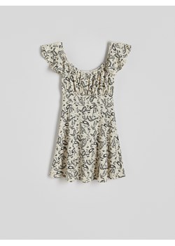 Reserved - Sukienka mini z falbanami - złamana biel ze sklepu Reserved w kategorii Sukienki - zdjęcie 173990614