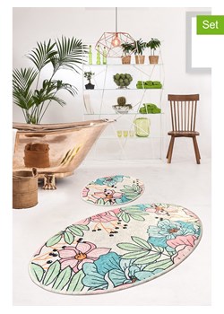 Colourful Cotton Dywaniki łazienkowe (2 szt.) &quot;Spring&quot; w kolorze kremowym ze wzorem ze sklepu Limango Polska w kategorii Akcesoria łazienkowe - zdjęcie 173992002