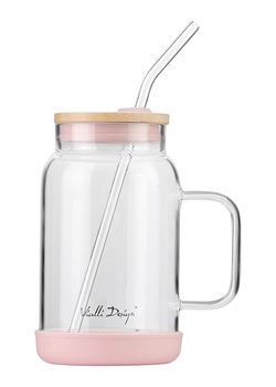 Vialli Design Szklanka w kolorze jasnoróżowym ze słomką - 600 ml ze sklepu Limango Polska w kategorii Naczynia - zdjęcie 173993431