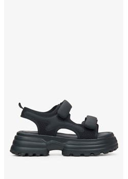 ES8: Czarne sportowe sandały damskie na rzep z grubą podeszwą ze sklepu Estro w kategorii Sandały damskie - zdjęcie 173997162