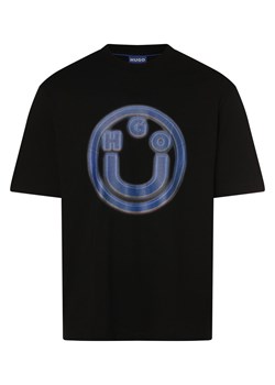 HUGO BLUE Koszulka męska - Nakoree Mężczyźni Bawełna czarny nadruk ze sklepu vangraaf w kategorii T-shirty męskie - zdjęcie 173997343