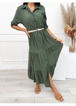 Zielona Sukienka Maxi z Falbankami ze sklepu ModnaKiecka.pl w kategorii Sukienki - zdjęcie 173997554