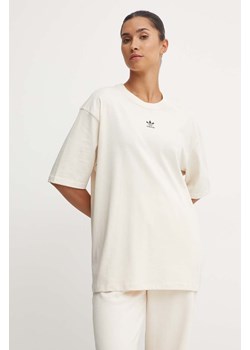 adidas Originals t-shirt bawełniany damski kolor beżowy IY7326 ze sklepu ANSWEAR.com w kategorii Bluzki damskie - zdjęcie 173998822